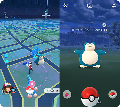 ポケモンGOで野生のカビゴンを捕まえる