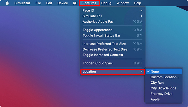 XcodeのiOSシミュレータで位置情報を変更する