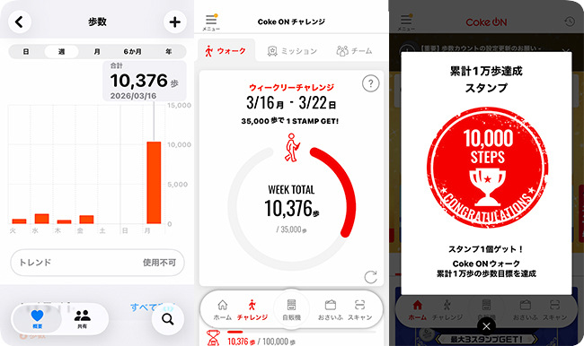 Coke ONの歩数が変更された
