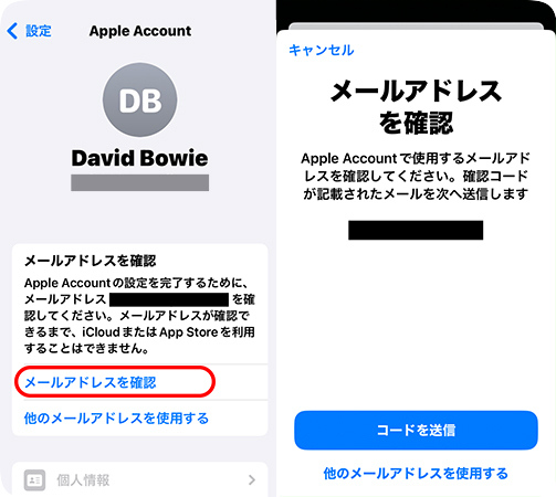 新しいアップルIDのメールアドレスを確認する