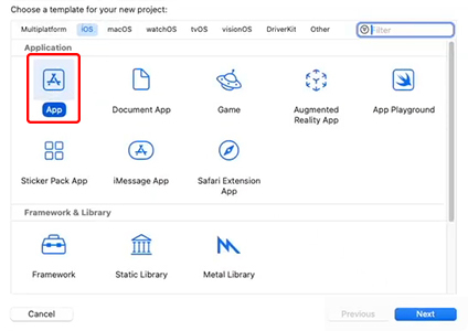 xcodeでアプリプロジェクトを作成