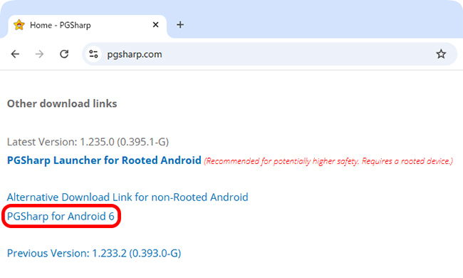 PGSharpのARM64版をダウンロードする