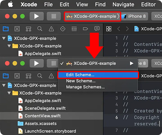 Xcodeでスキームを編集