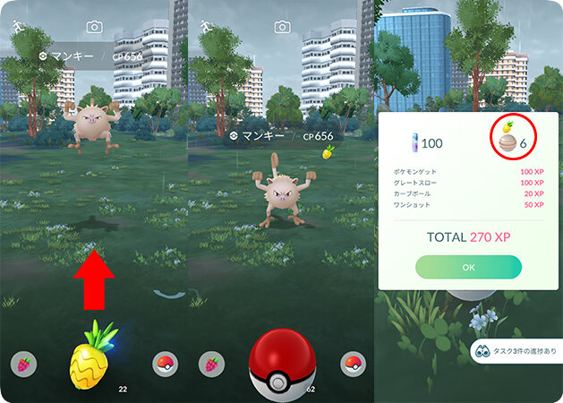 ポケモンを捕まえる時にきのみを与える