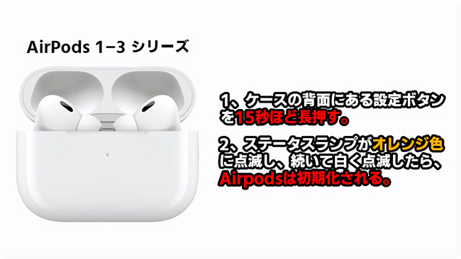 AirPods（第1世代、第3世代）を初期化する方法