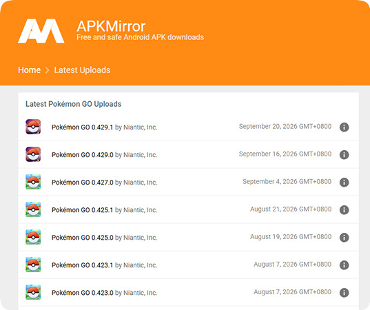 APKMirror上のポケモンGO APK